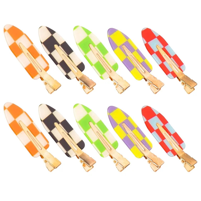 No Bend Hair Clips 10pcs Checkerboard Printed No Crease Hair Clips Duck Bill Clips Alligator Hair... | Walmart (US)