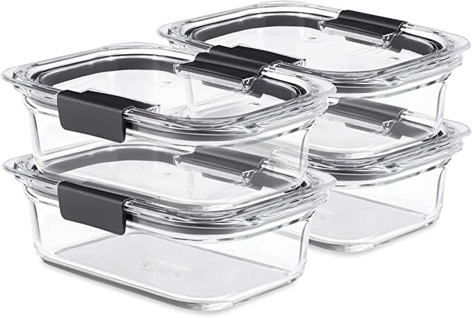 Rubbermaid Brilliance Glass Storage 3.2-Cup Food Containers with Lids, 4-Pack (8 Pieces Total), B... | Amazon (US)