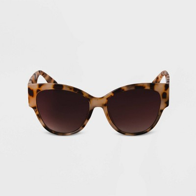 Women's Large Plastic Tortoise Cateye Sunglasses - A New Day™ Brown: UV Protection, Recycled Material | Target