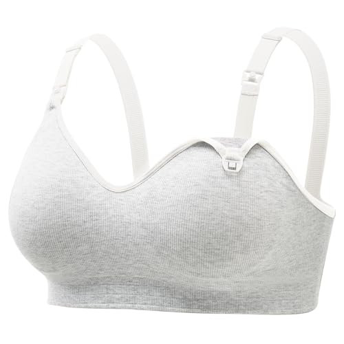 Momcozy Nursing Bras for Breastfeeding, Soft U.S. Cotton Seamless Maternity Bra, Fixed Padding, Wireless Pregnancy Light Gray | Amazon (US)