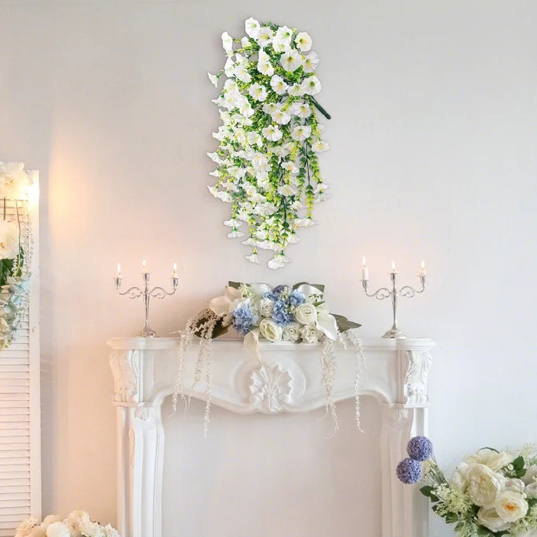 Twfbrm Artificial Hanging Flowers for Outdoor, 30" Long Realistic Silk Morning Glory with Eucalyp... | Walmart (US)