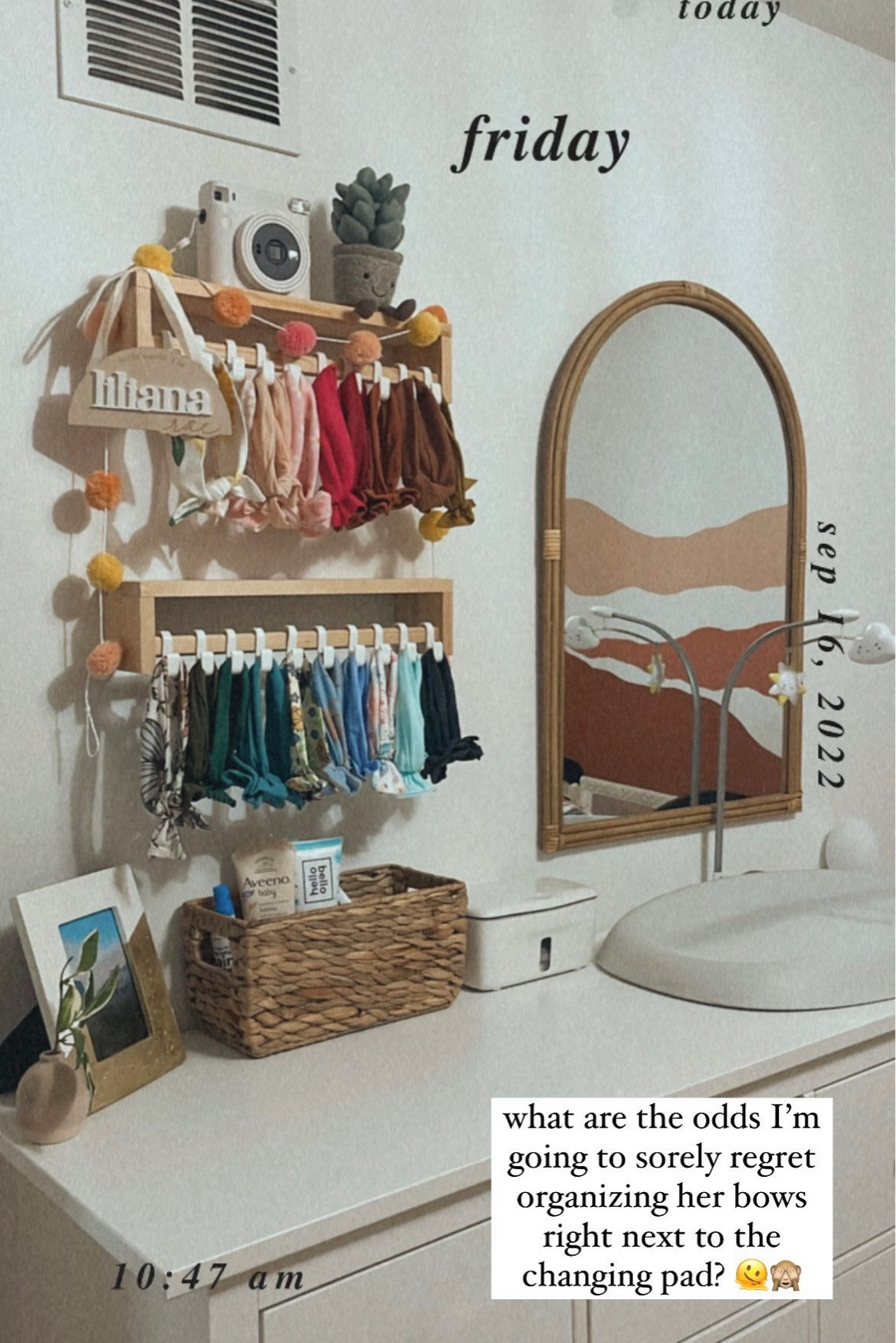 Baby girl nursery organization - Neutral boho nursery decor - baby girl bow organization

#LTKkids #LTKhome #LTKbaby