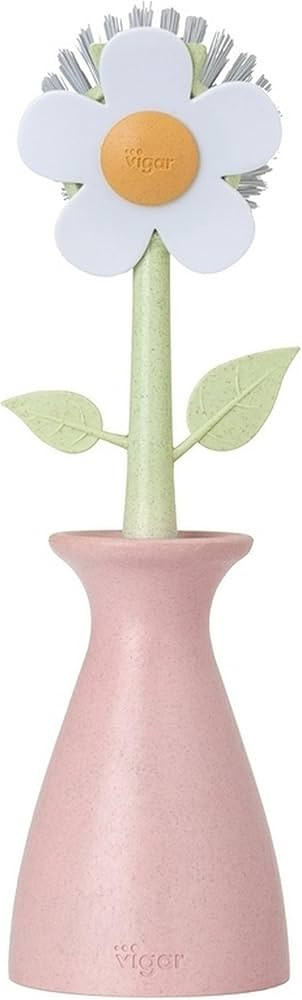Vigar Florganic Dish Brush with Vase, Eco-Friendly, Daisy-Shaped Dish Brush and Holder, Pink | Amazon (US)