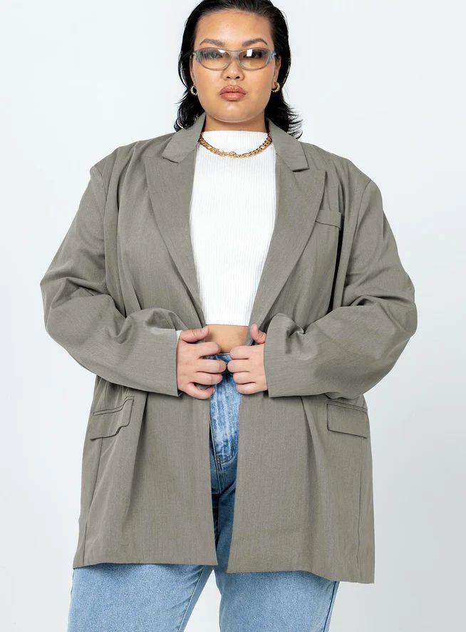Codi Oversized Blazer Grey Curve | Princess Polly AU