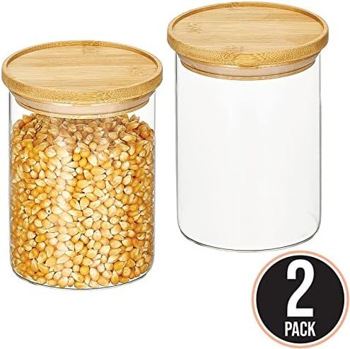 mDesign Glass Medium Storage Canister w/Airtight Bamboo Lid for Kitchen Pantry, Counter, Cabinet; Ho | Amazon (US)