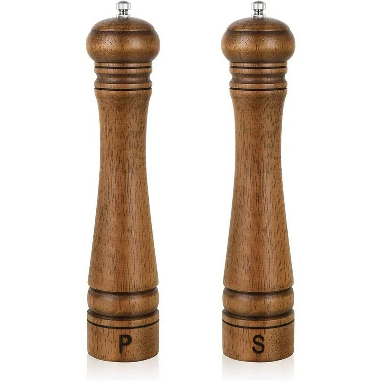 Pack of 2 Wood Pepper Grinder Set, 10 Inch Salt Mill And Pepper Grinder Set, Pepper Mill, Salt Sh... | Walmart (US)