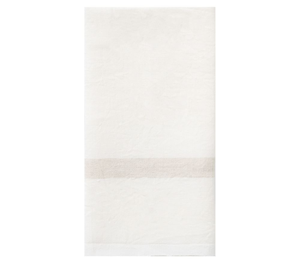 Caravan Laundered Linen Stripe Tea Towel, Set of 2 - White/Natural Stripe | Pottery Barn (US)
