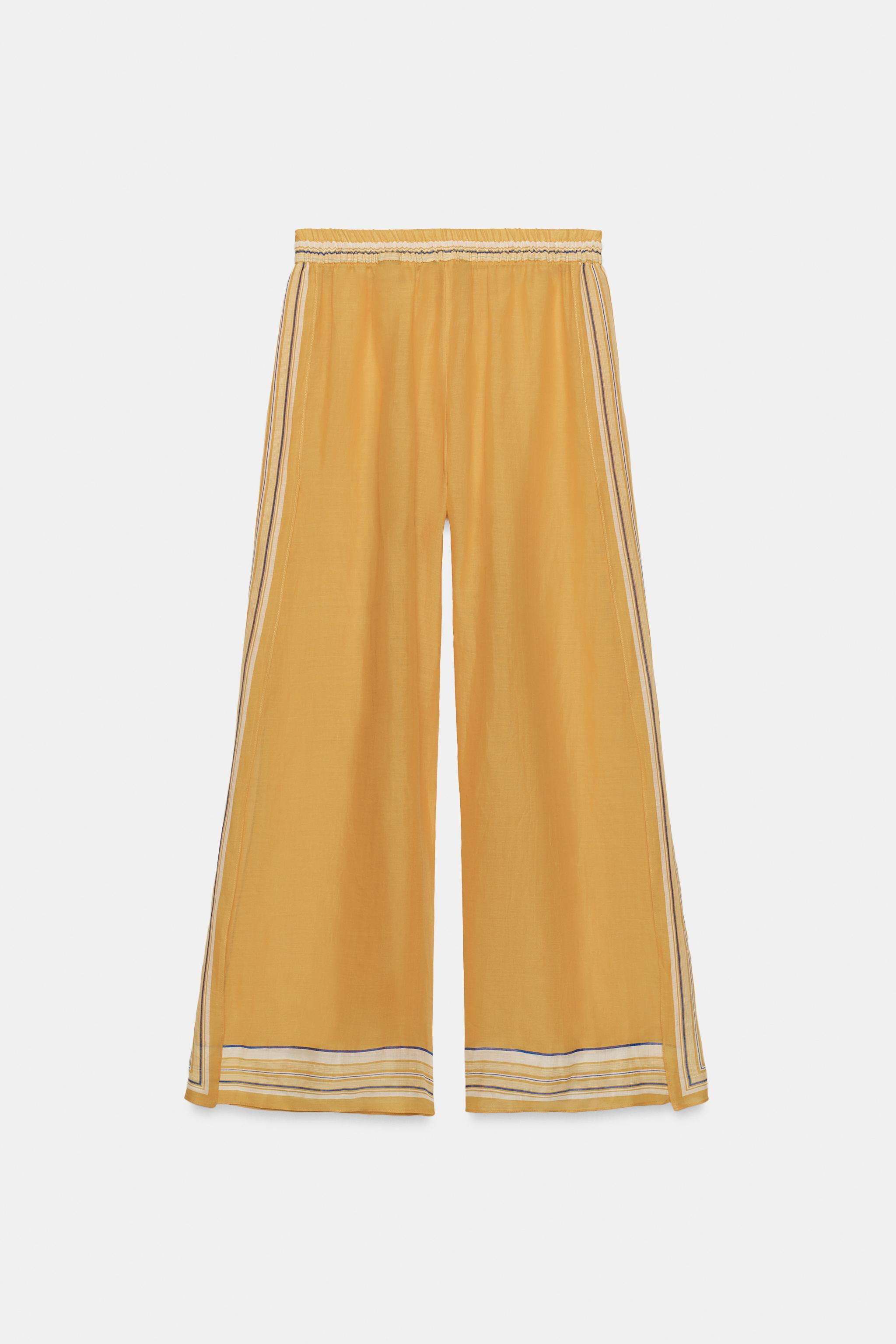 100% RAMIE STRIPED PANTS ZW COLLECTION | Zara US