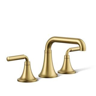Kohler Tone 8 inch widespread bathroom faucet in Vibrant Brushed Moderne Brass
