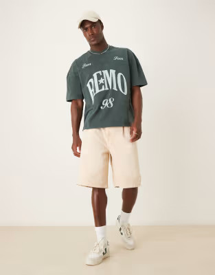 ASOS DESIGN longer length pleated denim jort in orange tint | ASOS | ASOS (Global)