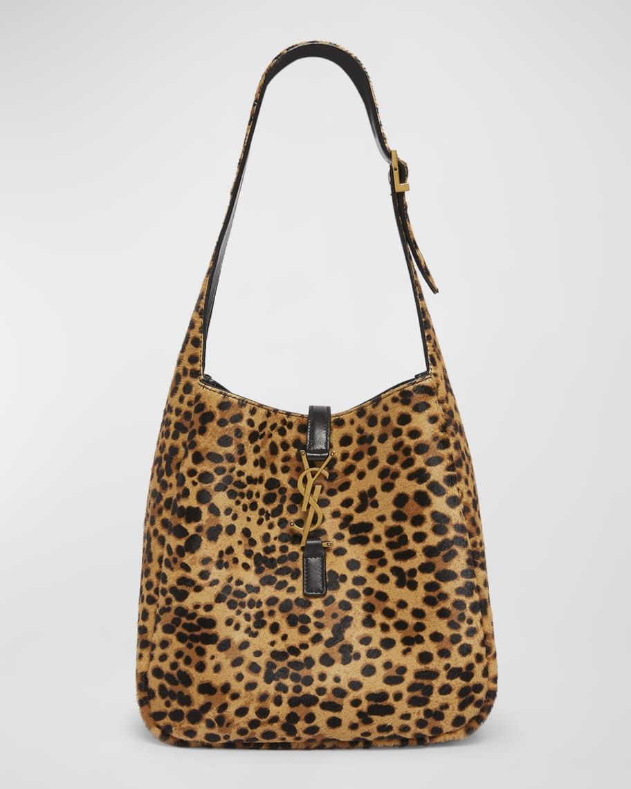 Saint Laurent Le 5 A 7 Small YSL Hobo Bag in Leopard-Print Calf Hair | Neiman Marcus