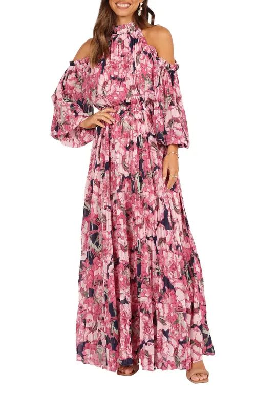 Petal & Pup Hilary Floral Cold Shoulder Long Sleeve Maxi Dress in Pink Floral at Nordstrom, Size ... | Nordstrom