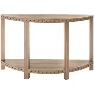 Home Decorators Collection 48 in. Light Washed Oak Standard Half Moon Wood Console Table with Sto... | The Home Depot