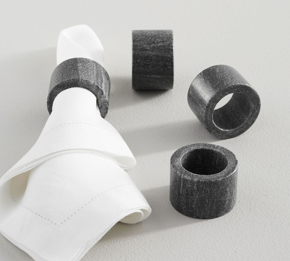 Black Marble Napkin Rings | Pottery Barn (US)