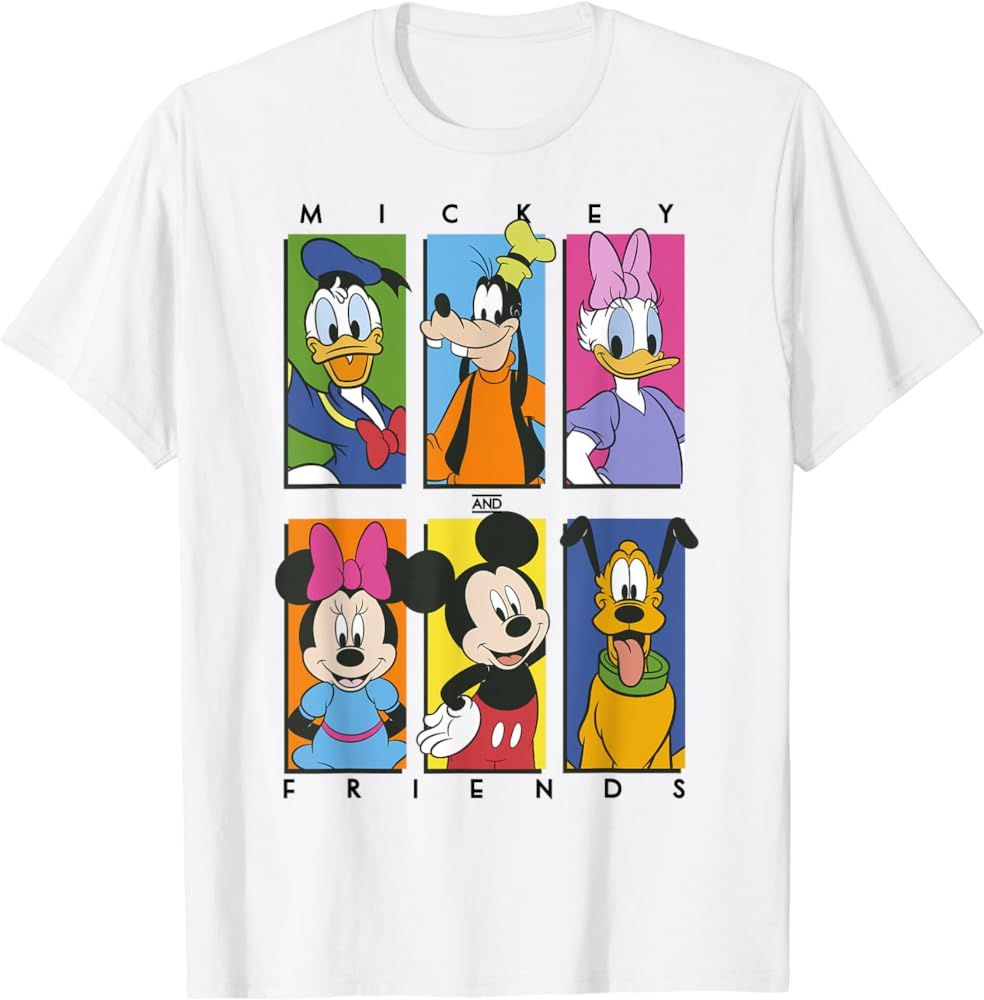 Disney Mickey And Friends Group Shot Panels T-Shirt | Amazon (US)