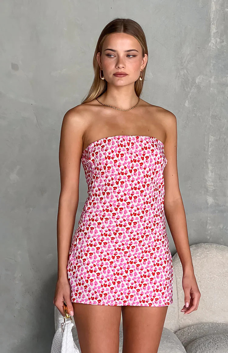 Ellie Pink And Red Speckled Mini Dress | Beginning Boutique (US)