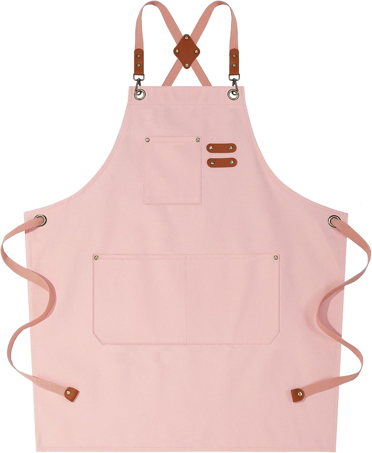 Chef Aprons for Women Men with Large Pockets, Cotton Canvas Cross Back Water Repellent Work Apron... | Amazon (US)