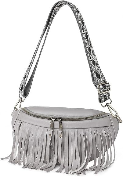 Fanny Pack Purse Leather Bum Bags for Women Crossbody Sling Bag with Detachable Fringe Fashion Wa... | Amazon (US)
