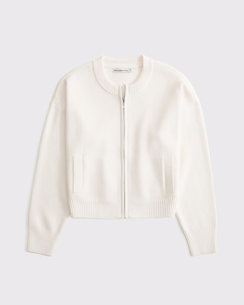 LuxeLoft Zip-Up Crew Cardigan | Abercrombie & Fitch (US)