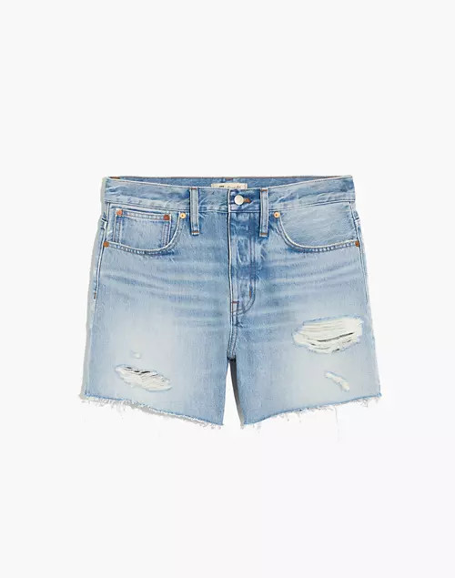 Relaxed Mid-Length Denim Shorts in Steenwick Wash: Ripped Edition | Madewell