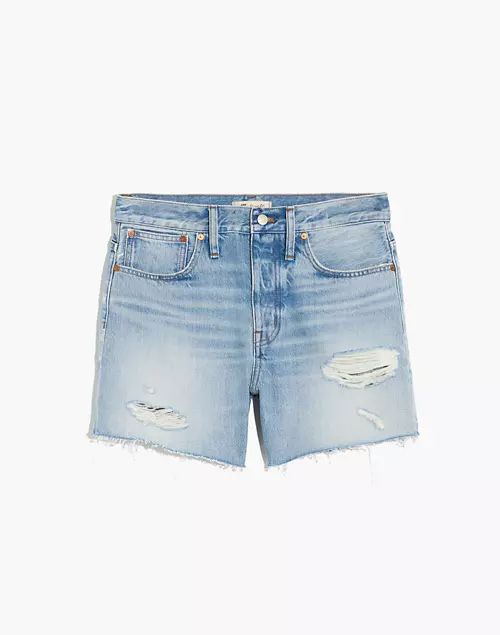 Relaxed Mid-Length Denim Shorts in Steenwick Wash: Ripped Edition | Madewell