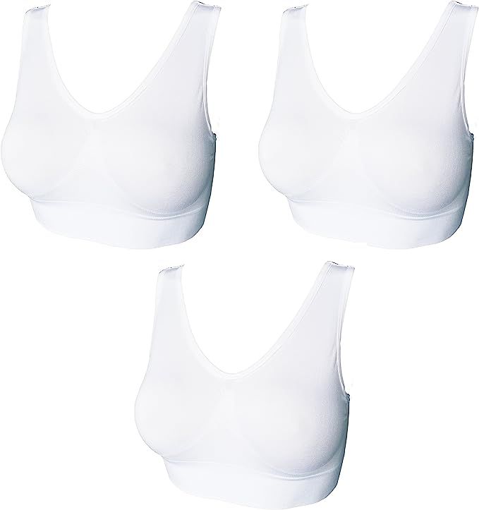 UtopyaUK 3 Pack Comfort Bra Women Girls Crop Top Seamless Bralette Sleep Yoga Stretch Vest Wire F... | Amazon (UK)