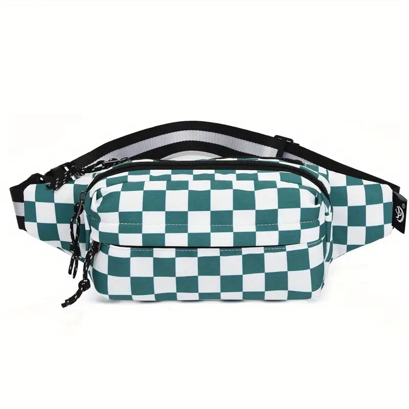 Trendy Checkered Waist Bag, Outdoor Sports Crossbody Bag, Casual Nylon Chest Bag For Travel | Temu Affiliate Program