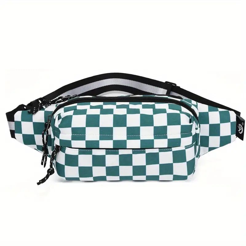 Trendy Checkered Waist Bag, Outdoor Sports Crossbody Bag, Casual Nylon Chest Bag For Travel | Temu Affiliate Program