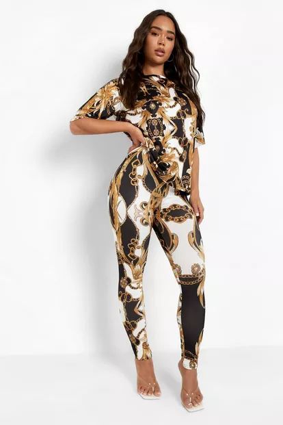 Baroque Graphic T-Shirt & Leggings | Boohoo.com (US & CA)