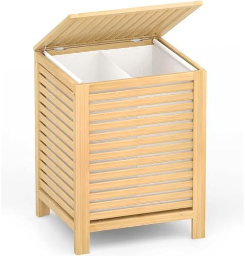 Homykic Bamboo Laundry Hamper with Lid, 120L Large Clothes Laundry Sorter with Removable 2-Sectio... | Amazon (US)