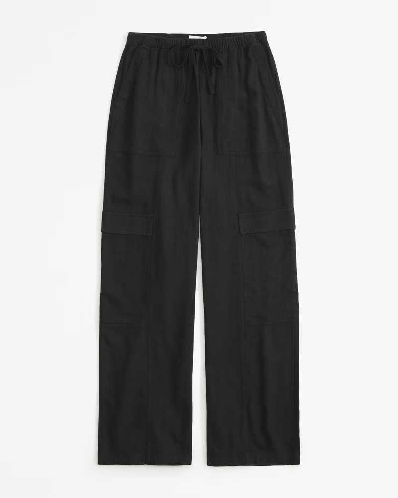 Linen-Blend Pull-On Cargo Pant | Abercrombie & Fitch (US)