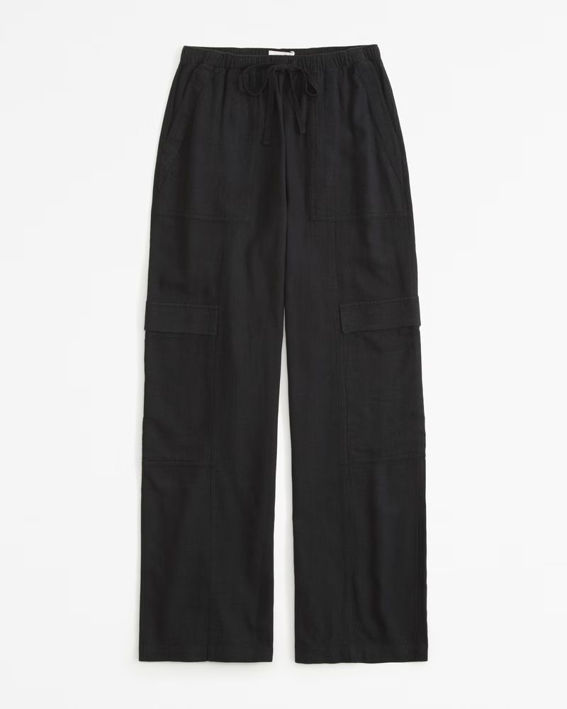Women's Linen-Blend Pull-On Cargo Pant | Women's New Arrivals | Abercrombie.com | Abercrombie & Fitch (US)