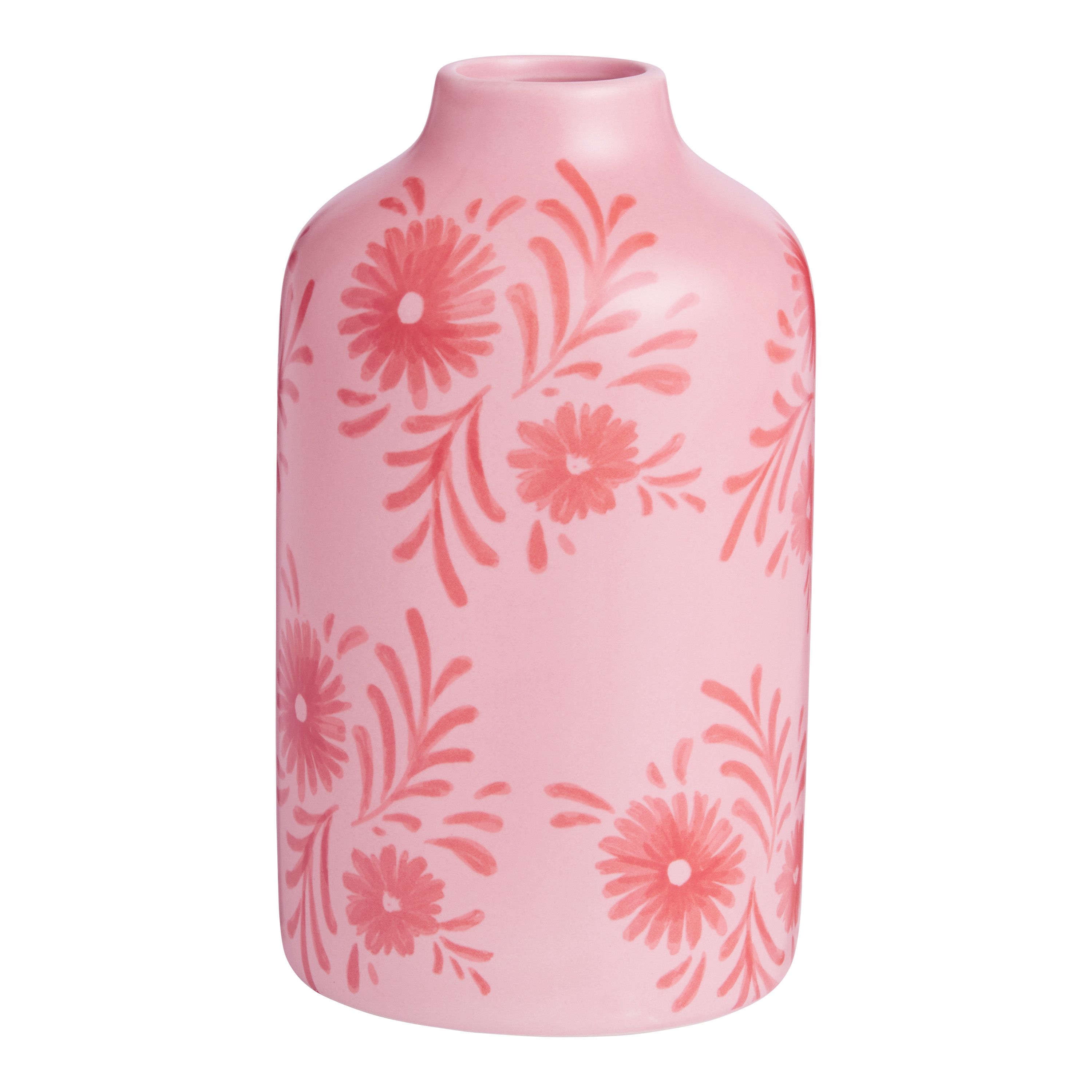 Blush Pink and Red Ceramic Floral Vase | World Market