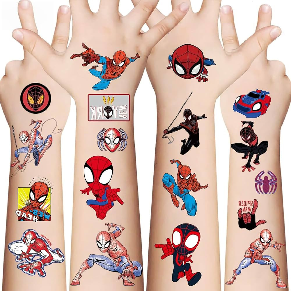 10 Sheets Spider Temporary Tattoos, Removable Cute Cartoon Spider Stickers, Spider Themed Birthda... | Amazon (US)