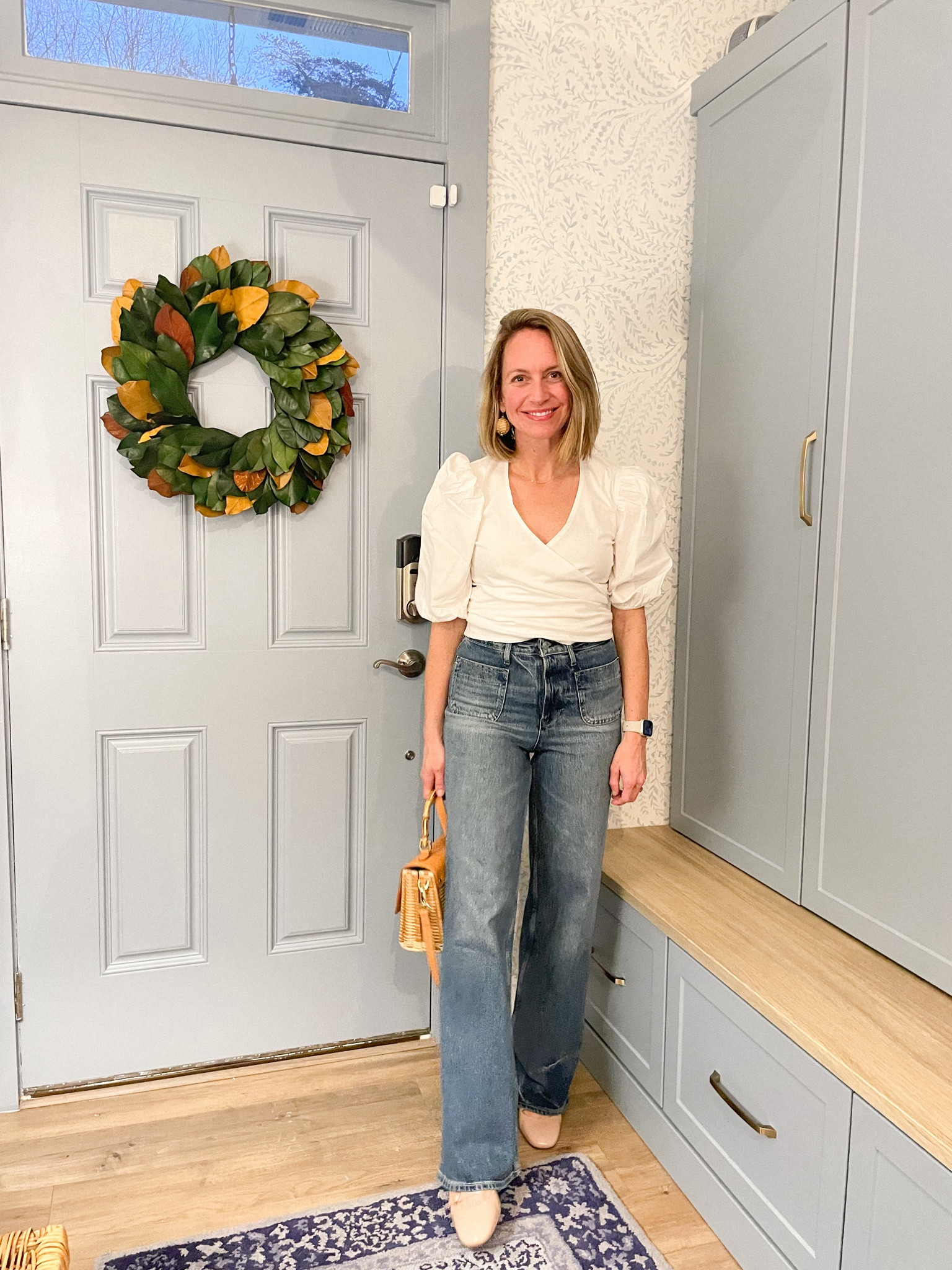 Top is chakeris charleston and code Katie10 saves you 10%. Everything is tts. Love these wicker earrings from lisi lerch and Mary Janes from Sezane.

#LTKstyletip #LTKshoecrush #LTKSeasonal