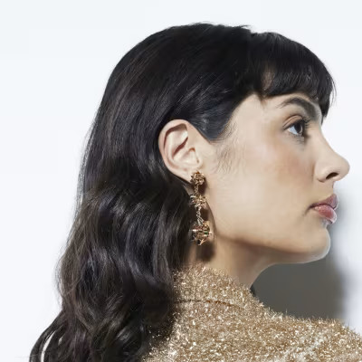 Gold 3 Drop Present Bow Stud Earrings | River Island UK & IE