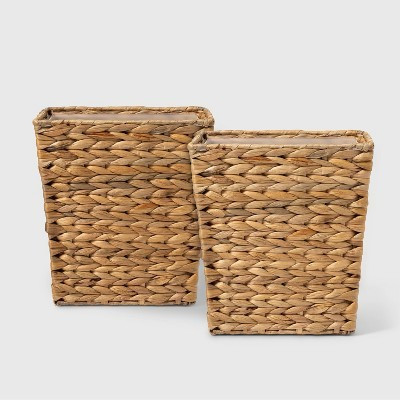 2pk Light Weave Wastebasket Natural - Threshold™: Water Hyacinth, 5.4 Gallon, 11" High | Target