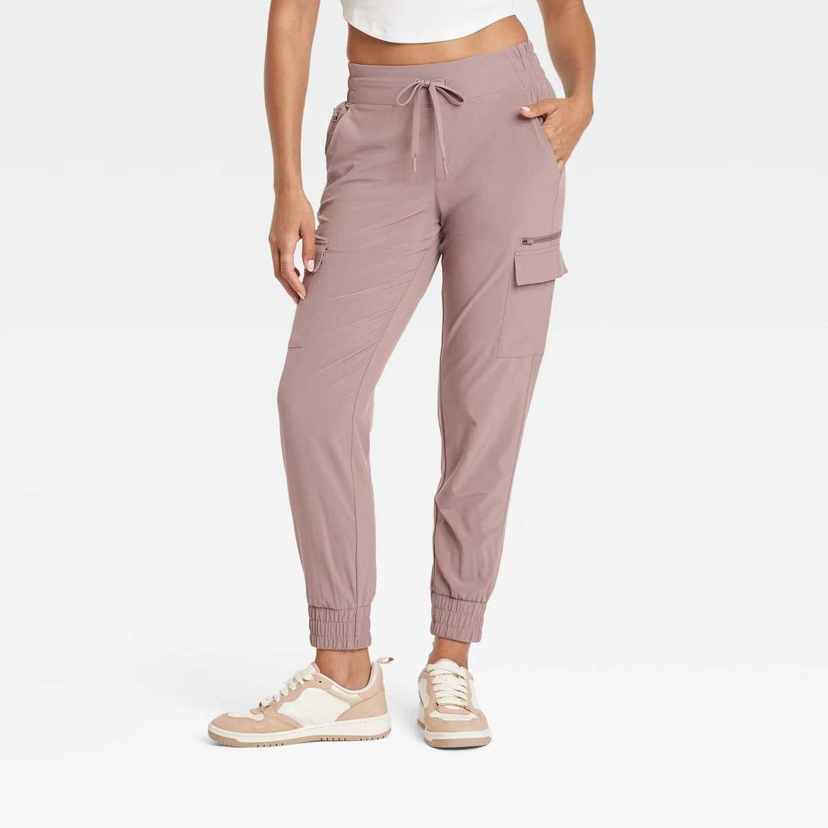 Women's Active Light Mid-Rise Cargo Joggers - All In Motion™ Black M | Target