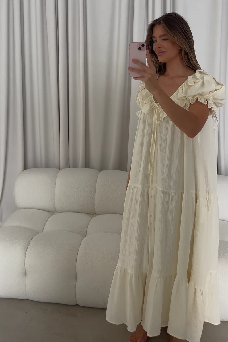 Sunday 100% Cotton Maxi Dress in Cream - Bump Friendly | Worth Collective