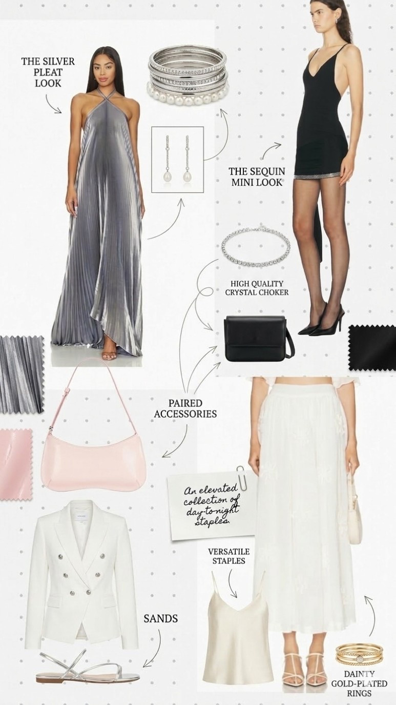From silver pleats to sequin minis—the night belongs to you. ✨ We’ve curated an elevated collection of day-to-night staples that bring the drama in the best way possible. Whether you're feeling the liquid-metal look of the silver halter or the crisp sophistication of a white blazer, these pieces are Gloss Bureau approved. Shop the evening edit via the link in our bio. #GlossBureau #NightOutStyle #EveningWear #SilverTrend #HolidayPartyInspo

#LTKootd #LTKgrwm #LTKmorningroutine