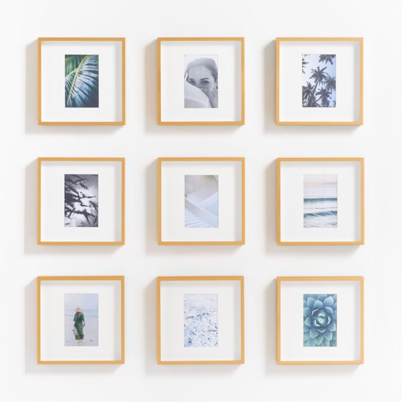 9-Piece Brushed Brass 4x6 Gallery Wall Picture Frame Set | Crate & Barrel | Crate & Barrel