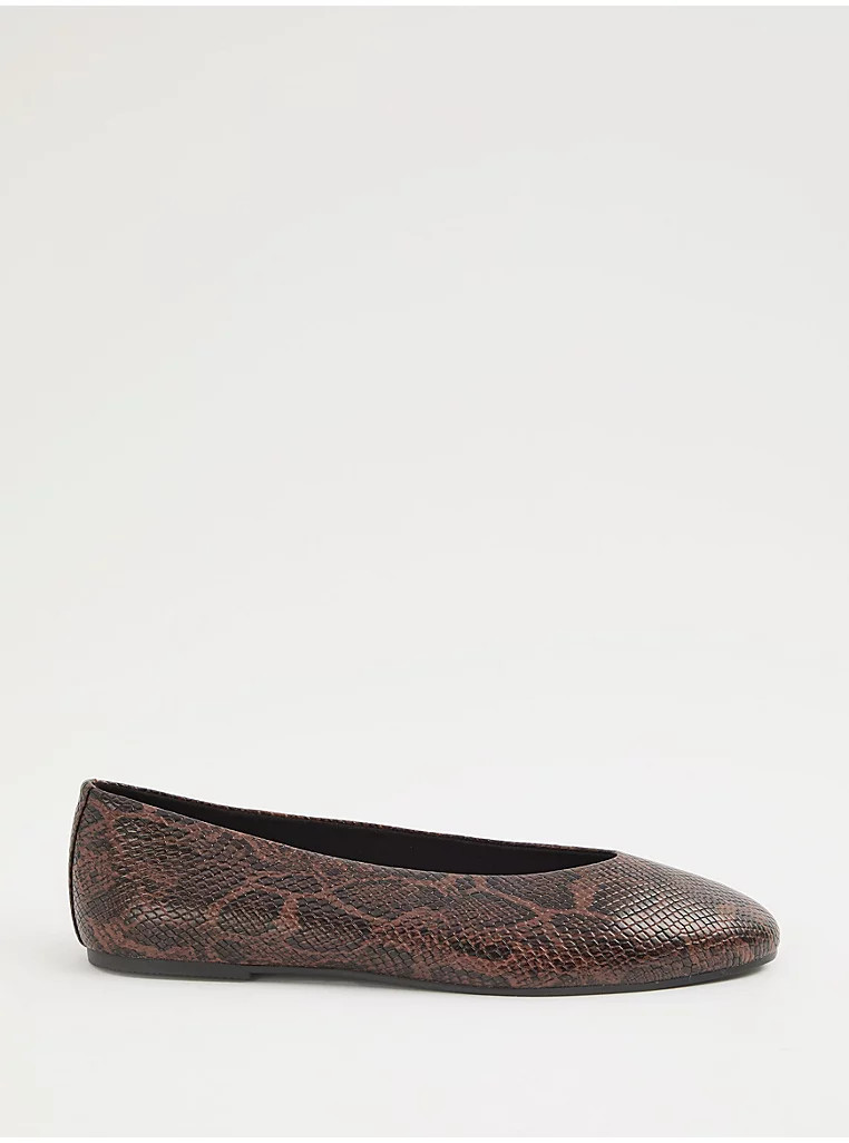 Brown Snakeskin Leather Look Ballet Shoes | George
