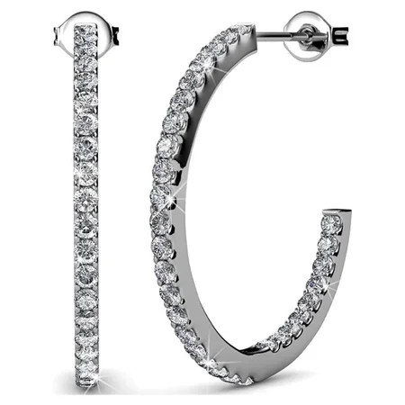 Cate & Chloe Rosalyn 18k White Gold Plated 20mm Hoop Earrings with Swarovski Crystals for Women | Walmart (US)