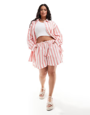 ASOS DESIGN Curve relaxed shirt in red deckchair stripe | ASOS (Global)