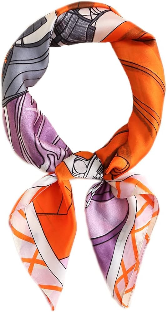Qyx 35" Square Silk Like Head Scarf - Women's Fashion Silk Feeling Scarf for Hair Wrapping and Sl... | Amazon (US)
