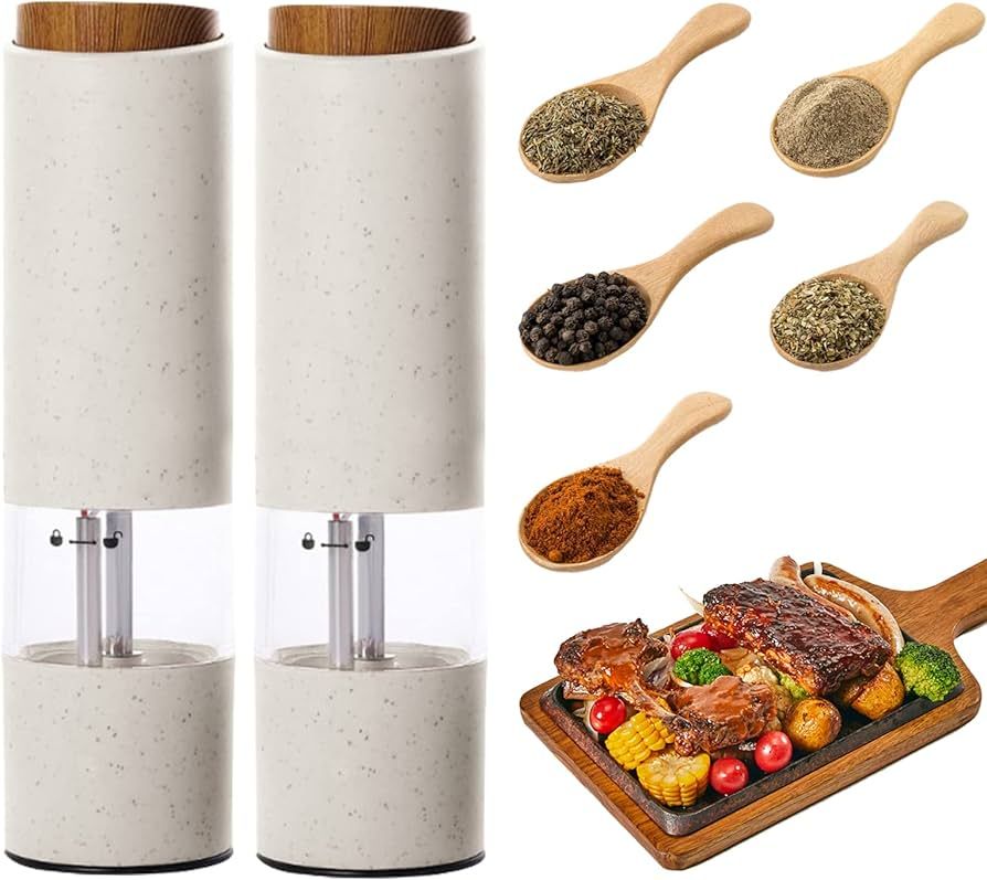 AmaCielo Electric Salt and Pepper Grinder, Pepper Grinder Set 2pcs, Wheat Straw Eco-friendly Mate... | Amazon (US)