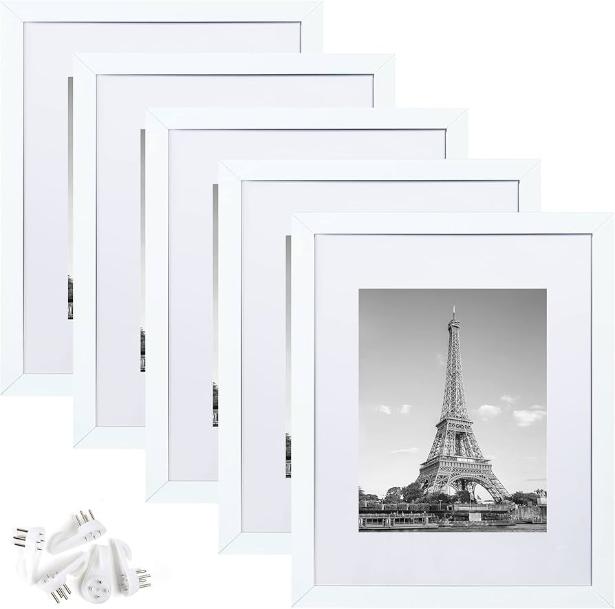 upsimples 11x14 Picture Frame Set of 5, Display Pictures 8x10 with Mat or 11x14 Without Mat,Wall ... | Amazon (US)