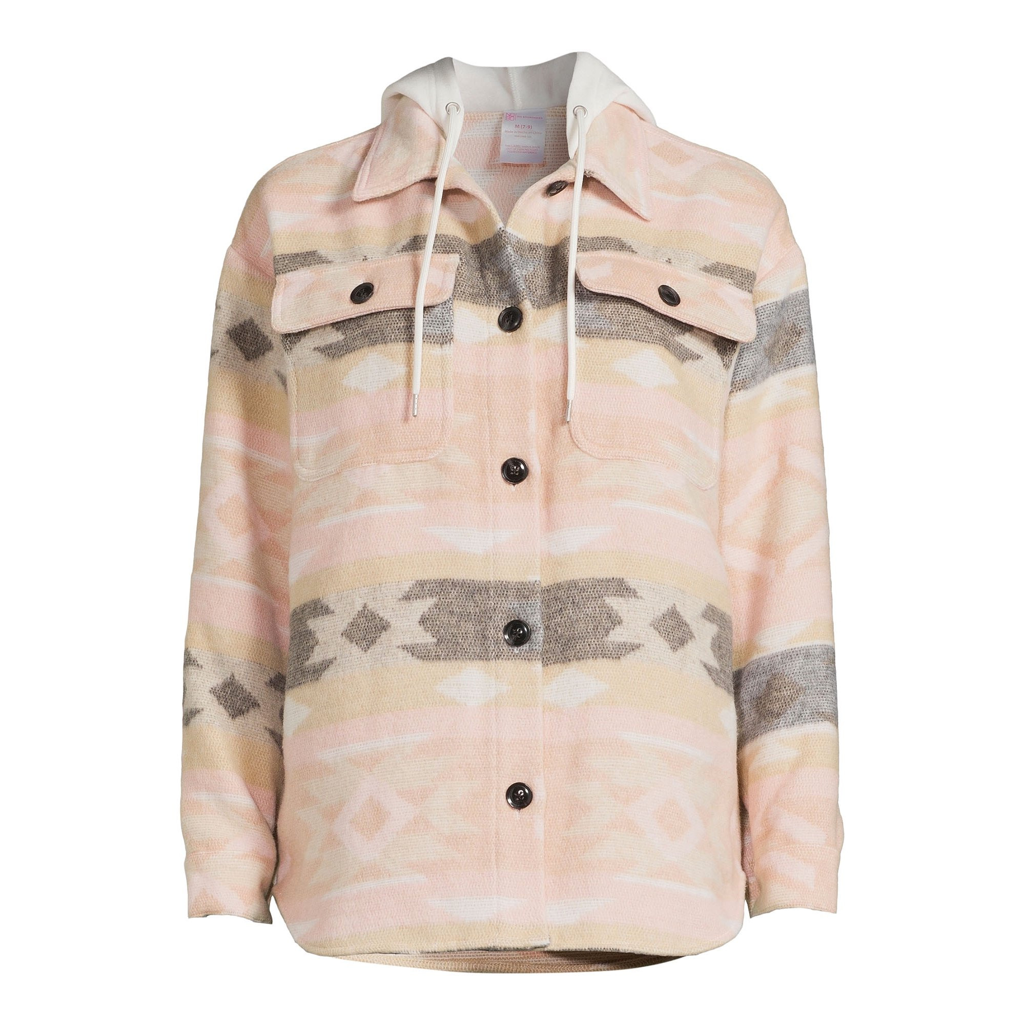 No Boundaries Juniors Shirt Jacket With Hood, Sizes XS-3XL | Walmart (US)