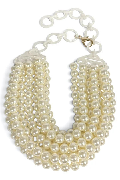 TWT\u00ae Laura Cream Smooth Bead 7 Strand Necklace | The Willow Tree