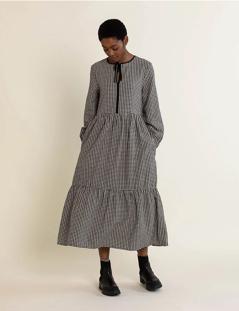 Pure Cotton Gingham Midi Swing Dress | Marks & Spencer (UK)